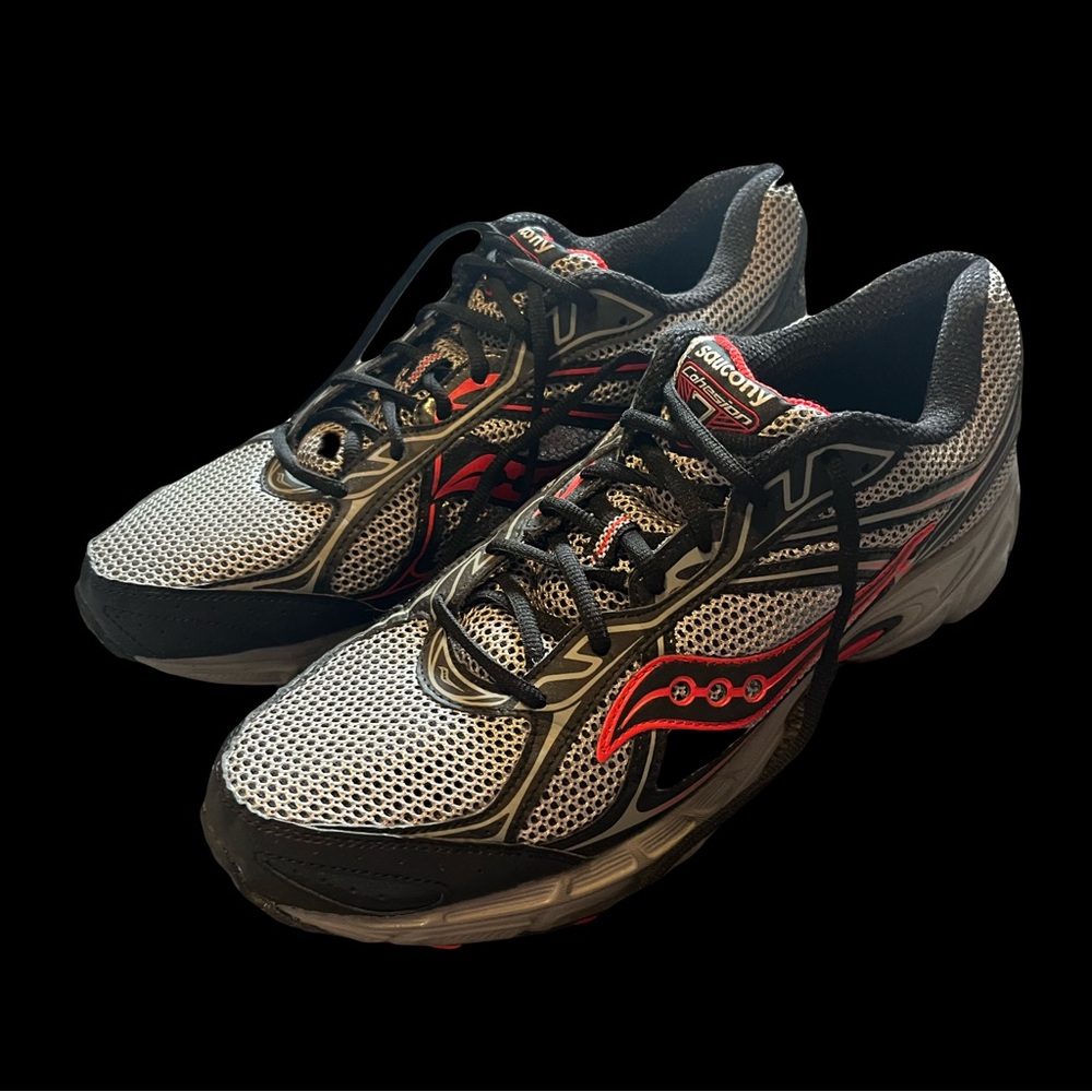 Saucony Black and Red Athletic Sneakers